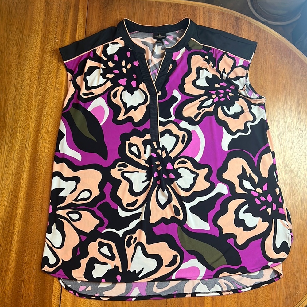 Worthington Sleeveless Floral Blouse, Size 1X